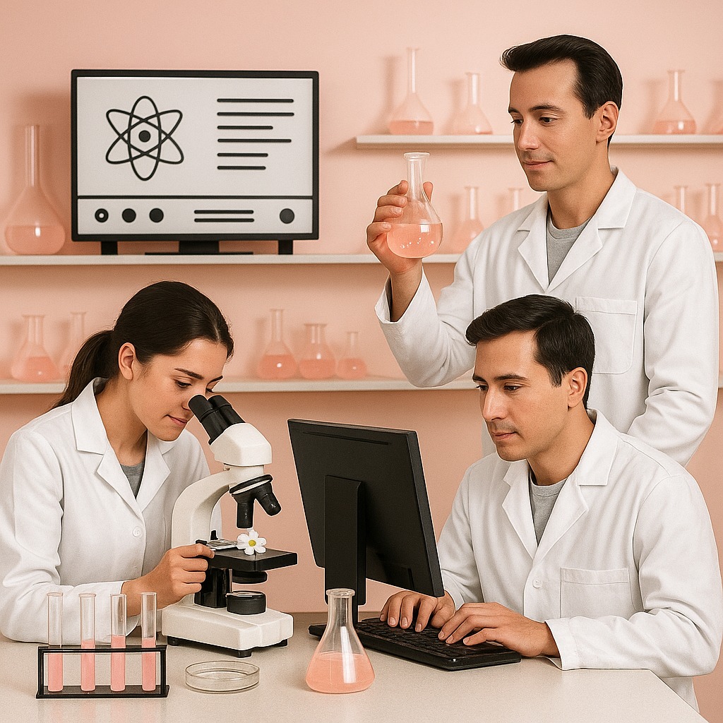 researchers doing research wearing white lab coat using microscope